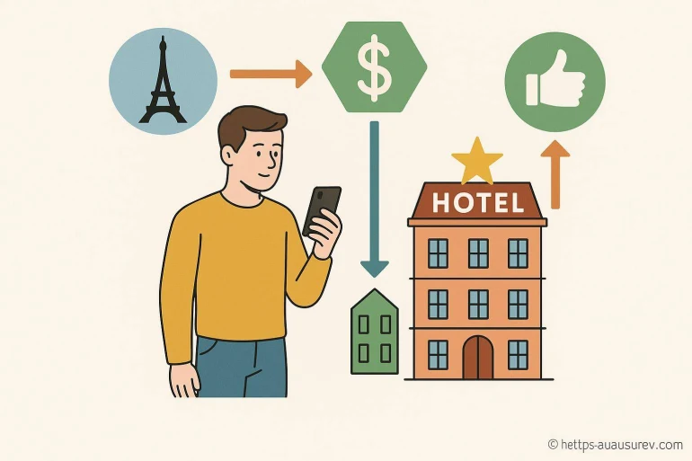 Illustration réservation hôtel Paris smartphone